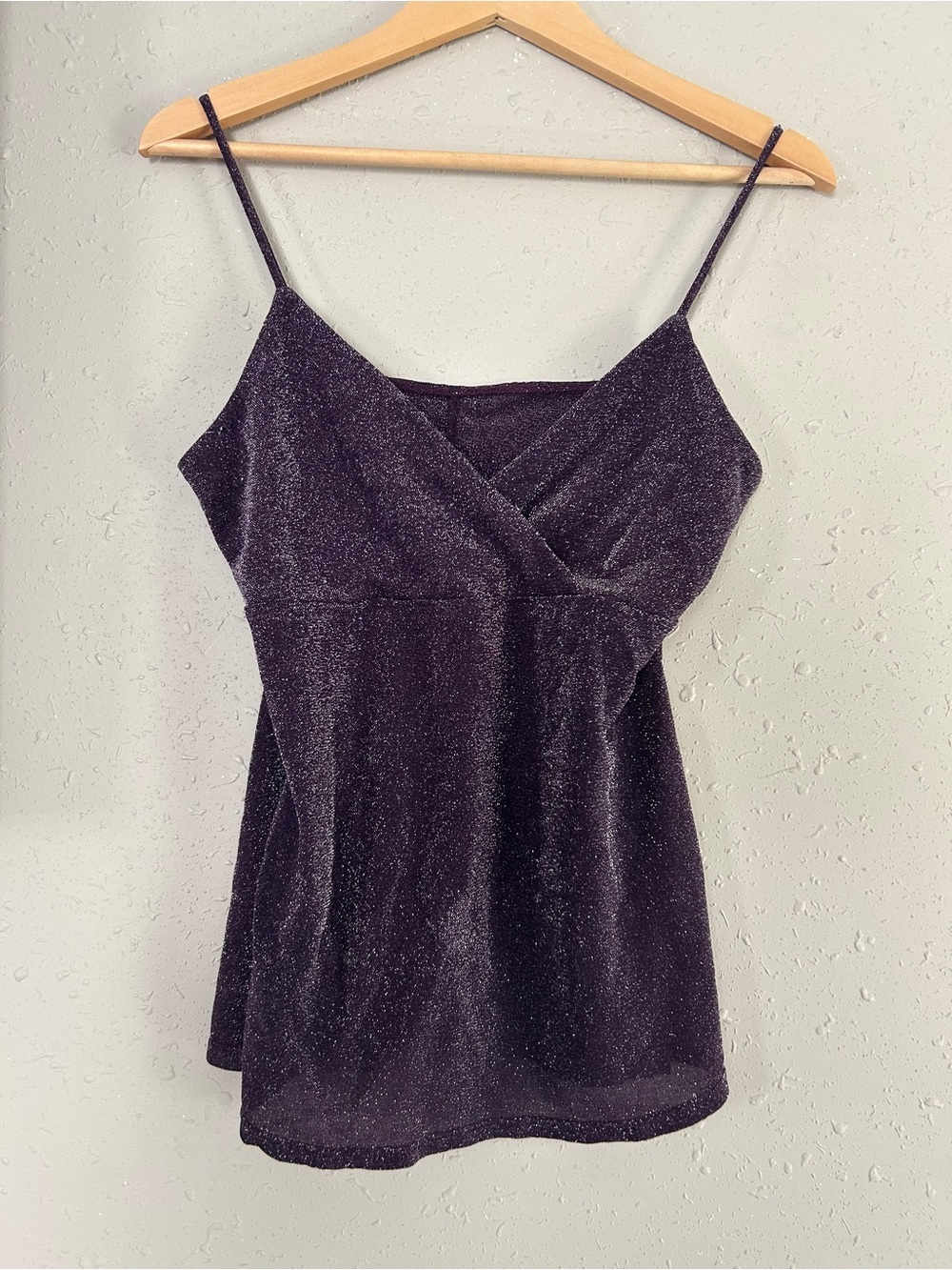 eye candy Shimmery Plum Velvet Cami Sparkle Glitter Y2K Vintage 90s Party Sheer
